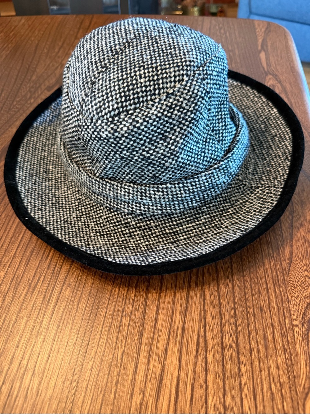 Wallaroo Aubrey Black and White Wool Blend Bucket Hat